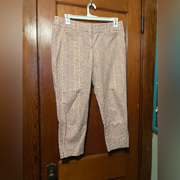 LOFT Pants - LOFT Women’s Marisa Size 10 Patterned Tan Pink Dress Pants